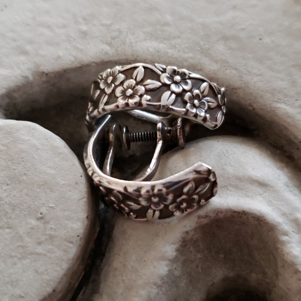 Vintage Sterling Floral Earrings
